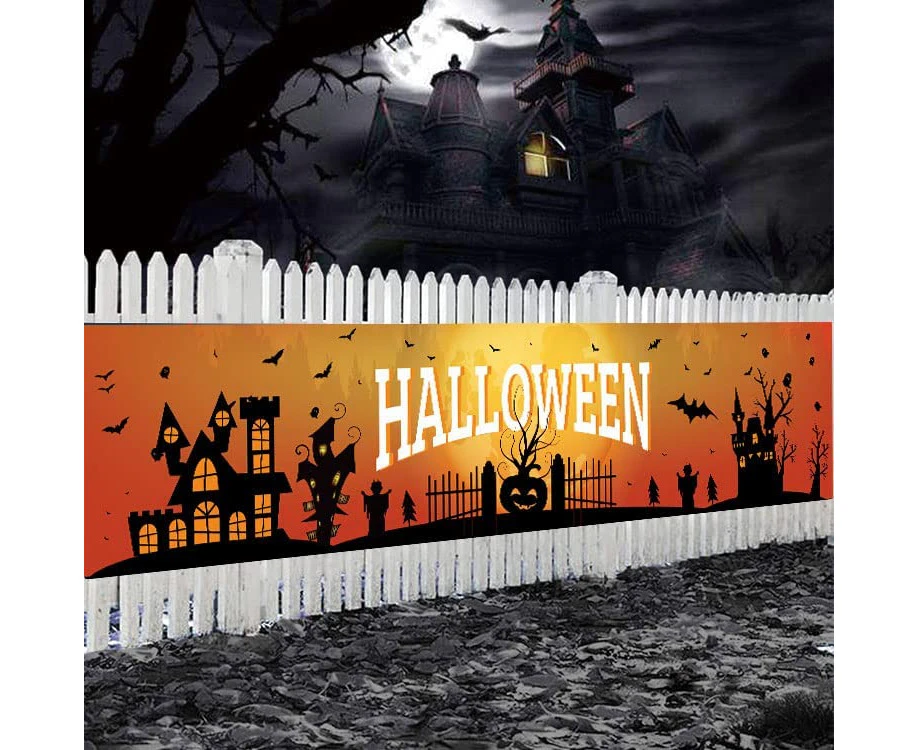 180x110cm Extra Large Happy Halloween Banner Decorations Fabric Backdrop Background Photography for Scary Halloween Party Decoration Garden Fence Yard