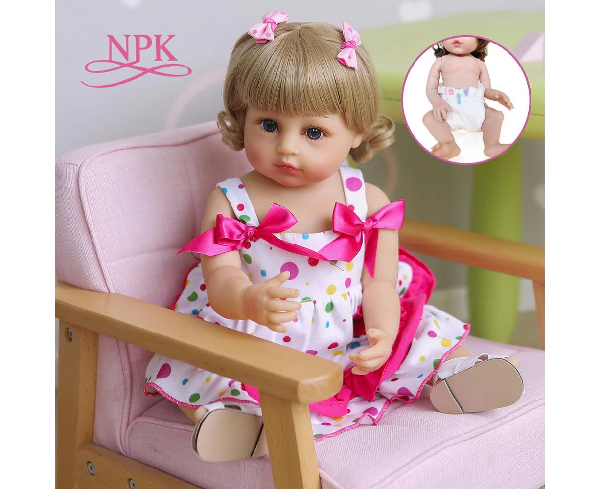 NPK 55cm lifelike lovely girl doll full body silicone two skin colors bath toy dwaterproof water reborn baby girl