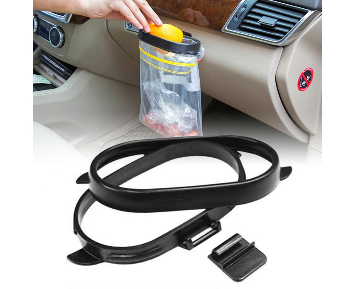 Adhesive Auto Car Vehicle Trash Bag Holder Garbage Rubbish Bin Hanging Rack-Black ABS + PP + PVC