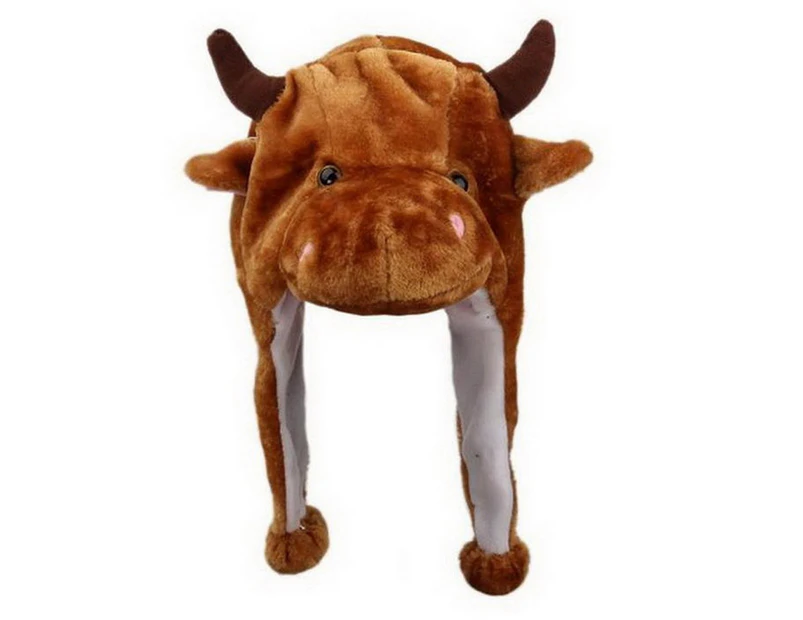 Plush Hat with Earflaps Washable Movable Ears Animal Cap Costume Supplies - 7