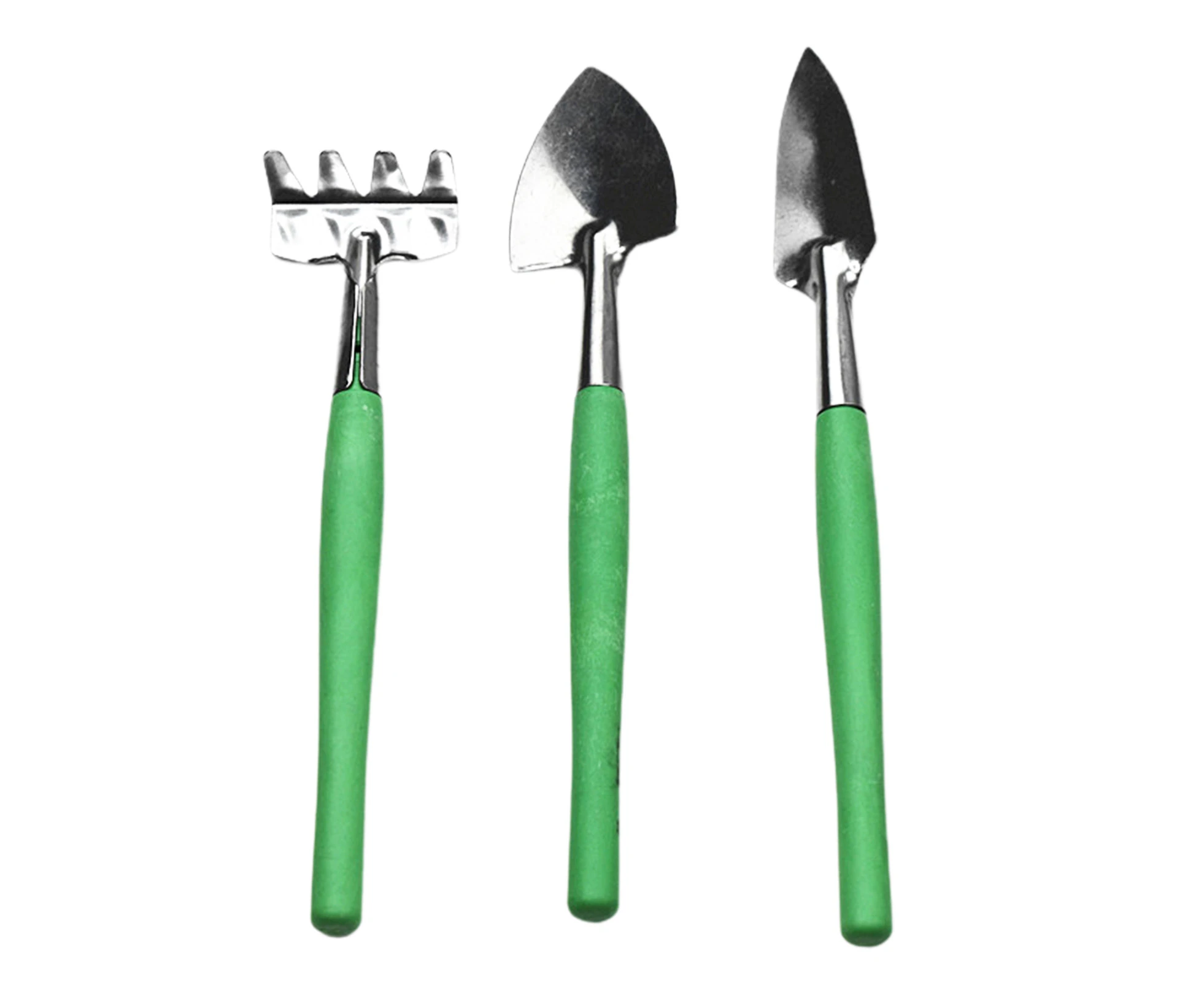 3Pcs Gardening Set Sturdy Wide Usage Stainless Steel Mini Gardening Hand Tools for Children-Green