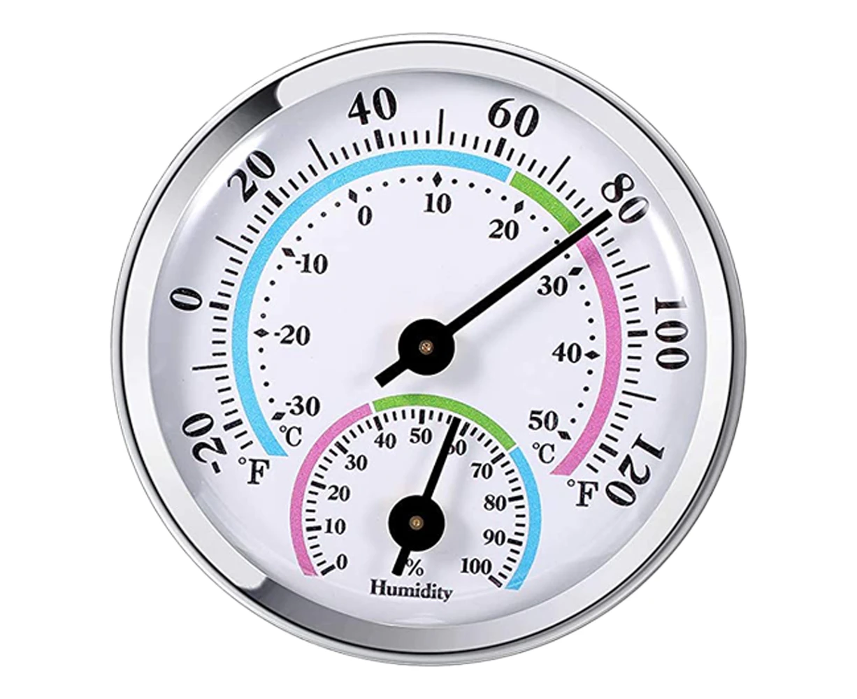 Indoor Outdoor Thermometer 2 In 1 Temperature Humidity Gauge Analog Hygrometer For Indoor Outdoor.,Silver Thermo-Hygrometer