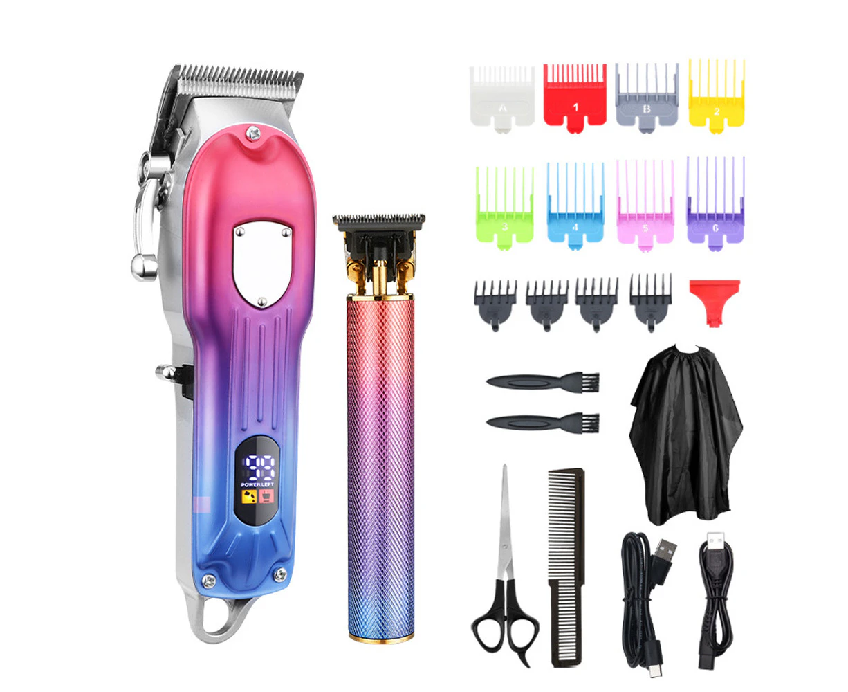 Men Hair Clippers & Trimmers Set Cordless Barber Clipper for Hair Cutting with Colored Guide Combs