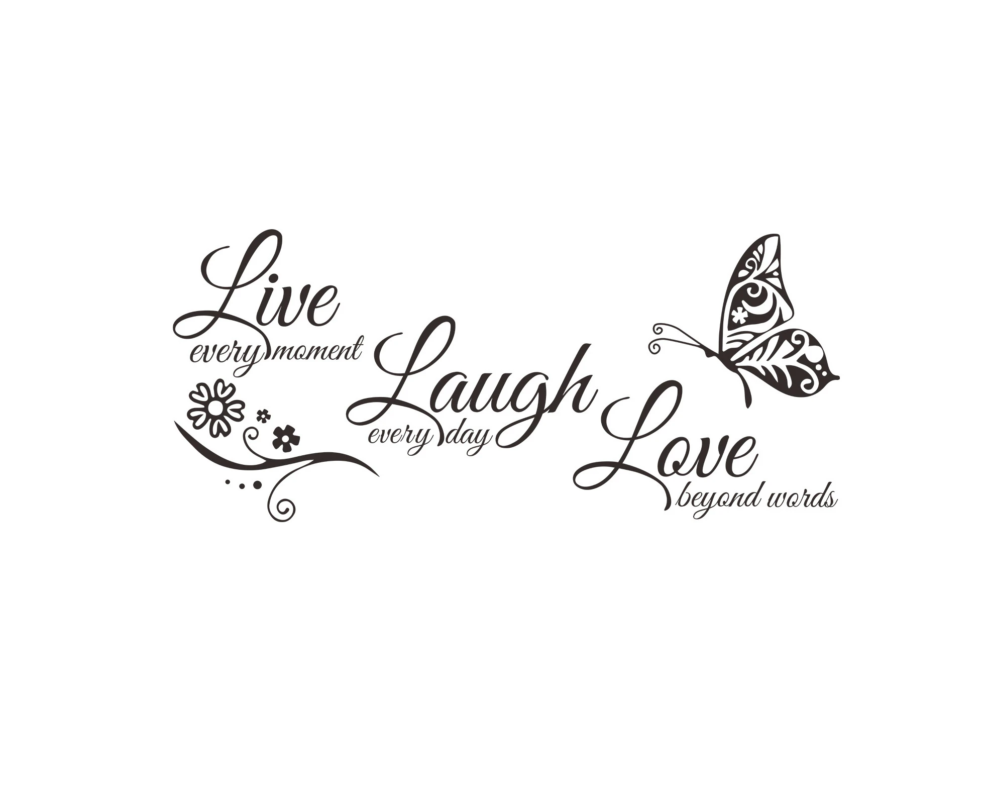 Live Love Laugh Set 3 Wall Sticker Motivational Wall Decals,Family Inspirational Wall Stickers Quotes(10.6x23, Black)