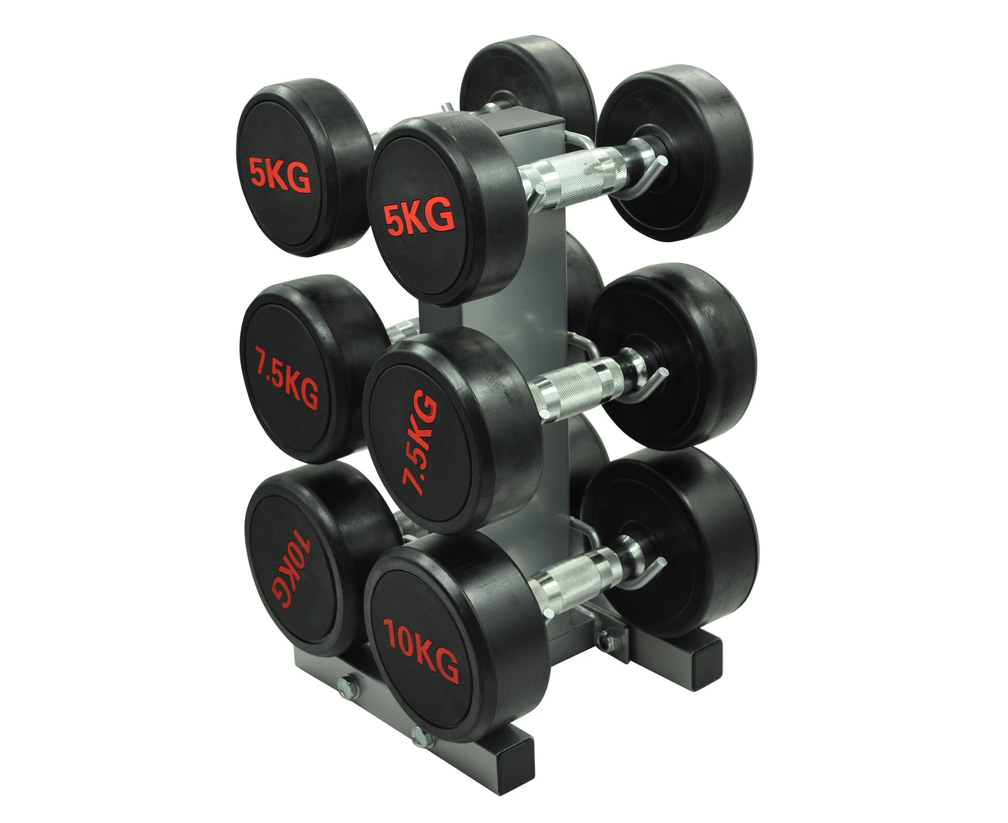 Total 45kg - Rubber Coated Dumbbell Weight Set - Commercial Grade