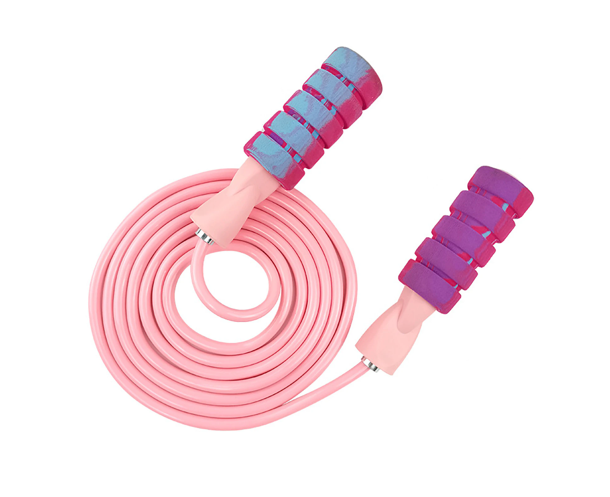 Windyhope 2 In 1 Adjustable Length Sponge Handle Workout Jump Rope Ergonomic Design Dual-used Cord Cordless Skipping Rope for Indoor Outdoor - Pink