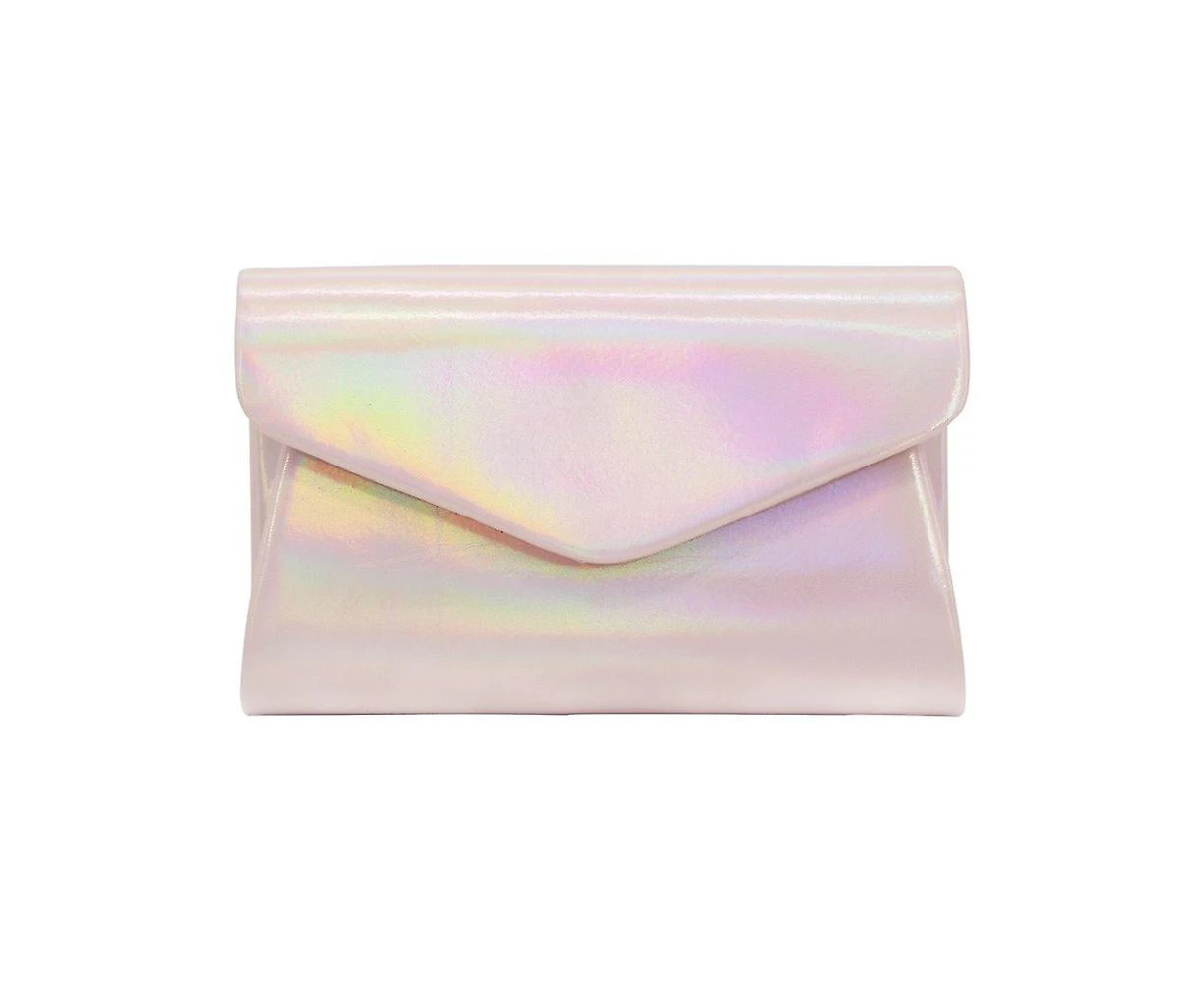 Woosien Flap Evening Clutch Bright Pu Leather Purses Pink