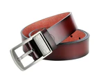 Male Man Faux Leather Belt Strap Alloy Pin Buckle Pants Waistband Gift - Black