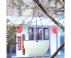 Hanging Flower Basket Imitation Honeycomb Self Water Absorption Waterproof Outdoor Resin Plant Hanger for Garden-Beige M