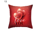 Pillow Case Soft Texture Hidden Zipper Polyester Red Heart Shape Printed Throw Cushion Cover Furniture Accessories