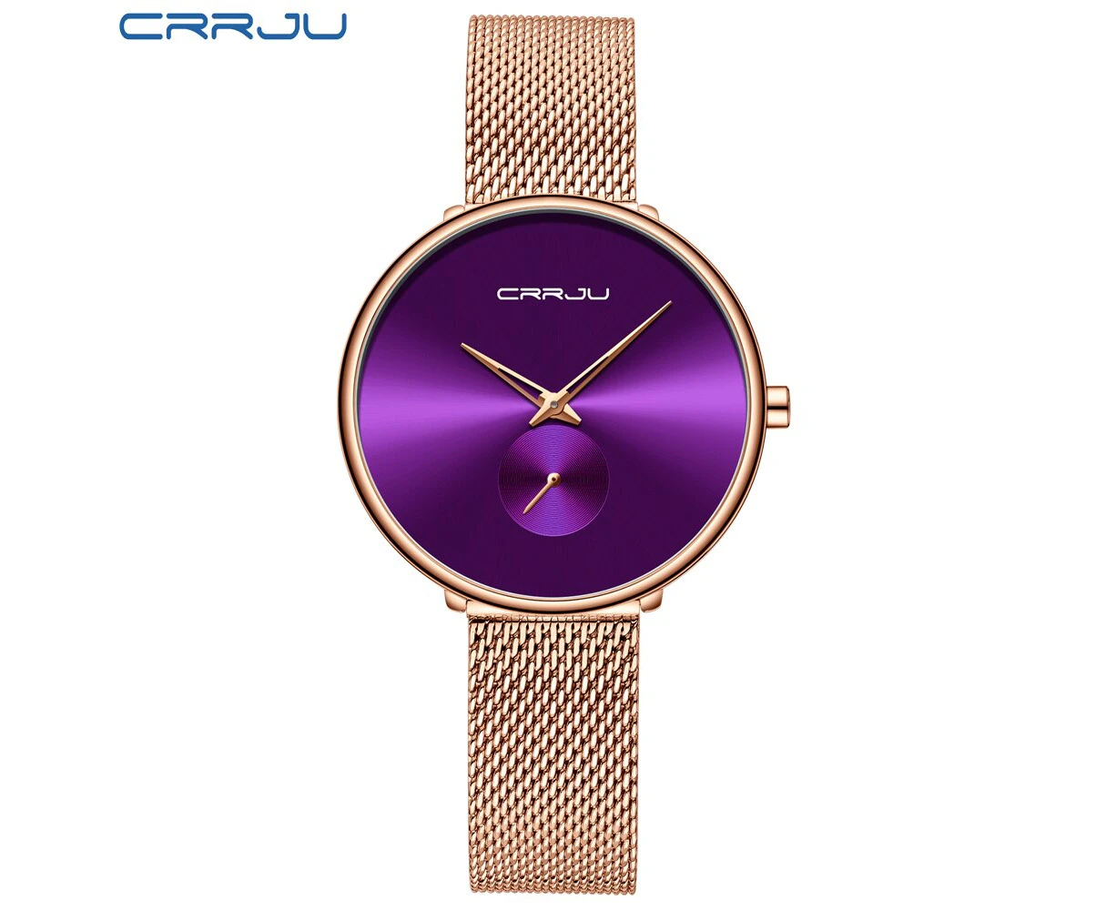 CRRJU Women Watch Stainless Steel Lady Wristwatch Fashion Waterproof Ladies Watches Simple Blue Girl Clock Relogio Feminino