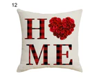 Romantic Heart Pattern Pillowcase Decorative Invisible Zipper Flax Cushion Cover for Home