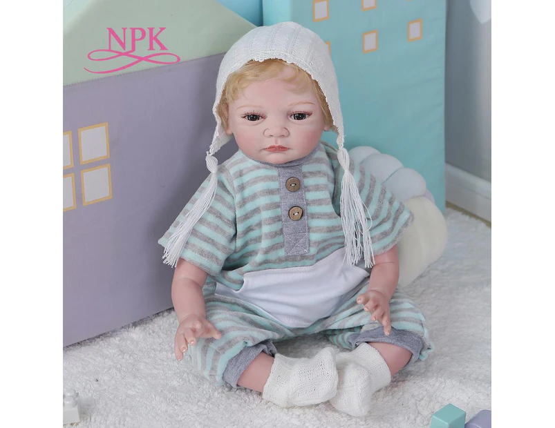 55CM NPK bebe doll reborn baby in blond hair lifelike real touch soft body newborn baby collectible art doll