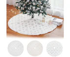 Round Snowflake Embroidery Xmas Tree Skirt Cover Floor Carpet Christmas Decor Golden