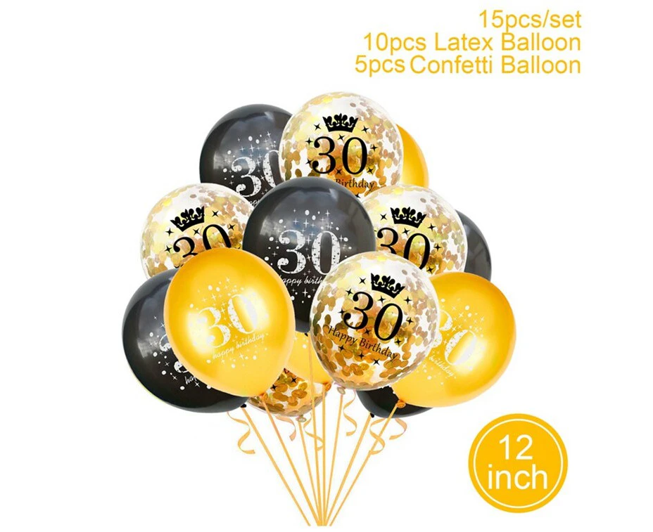 Gold Glitter Happy Birthday Party Backdrop For Photo Black Happy Birthday Adult Theme Party Decoration Supplies DIY Backdrops - Style-304