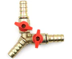 Brass Ball Valve, 3-Way, Y-Ball Valve, Barbed Pipe Fitting, Adapter For Tap, Water, Gas, Oil