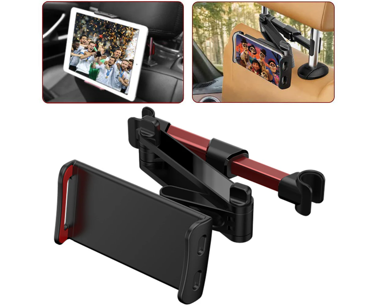 Tablet Holder for Car, Stretchable Car Headrest Smartphones/Switch/iPad Holder 360° Rotating Adjustable Car Backseat Tablet Mount Holder