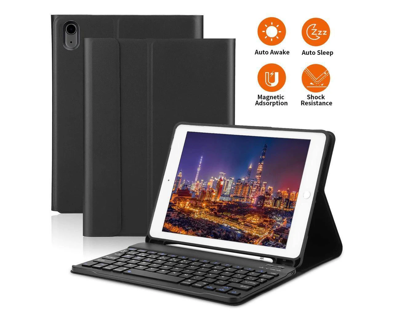 Wireless Keyboard Case for iPad Mini 6 8.3 inch 2021 - Slim Shell Smart Stand Cover with Pencil Holder for iPad Mini 6th Generation Black