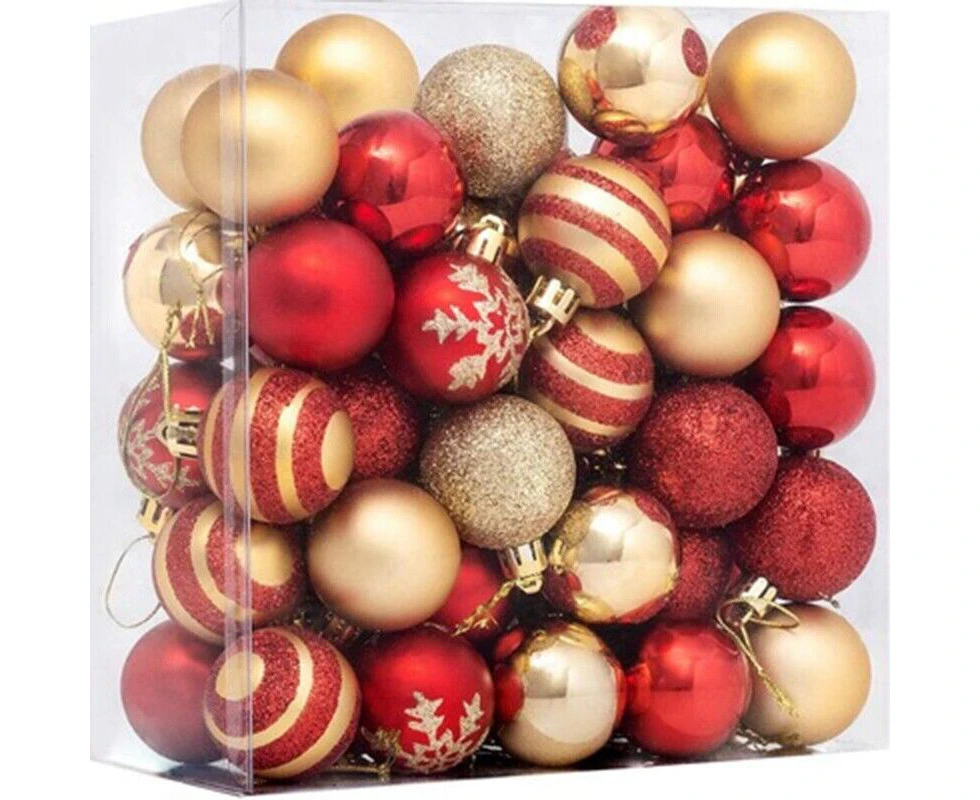 50Pcs Christmas Tree Decorations Balls Bauble Xmas Party Hanging Ball Ornam