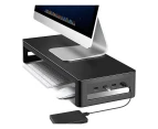 Monitor Stand Riser Metal Computer Stand with USB 3.0 Hub Support Data Transfer and Charging Monitor Shelf Printer Stand Desk Organizer A