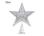 Christmas Tree Topper 3D Effective Solid Wrought Iron Christmas Tree Rattan Star Topper for Party-Silver 15 cm