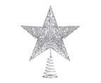 Christmas Tree Topper 3D Effective Solid Wrought Iron Christmas Tree Rattan Star Topper for Party-Silver 15 cm