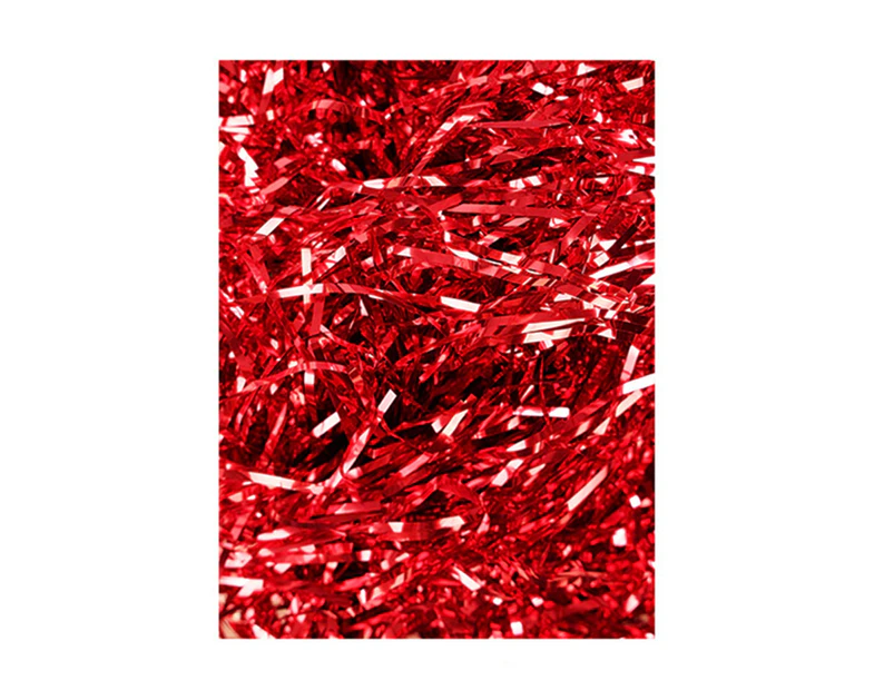 ricm 50g Crinkle Paper Premium Reusable Lightweight Metallic Iridescent Shredded Paper Filler Party Supplies-Red