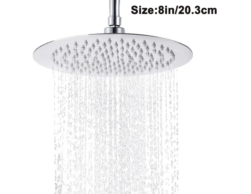 Square Built-in Shower Head Stainless Steel Shower Head Polished Mirror Effect Overhead Shower with Anti-lime Nozzles Waterfall Rain Shower Head
