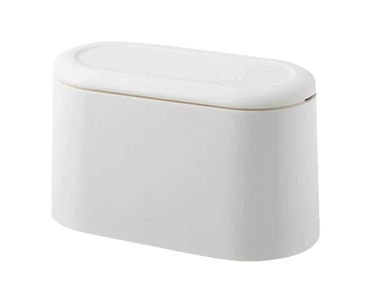 Mini Trash Can With Lid - Removable Small Garbage Can, Tiny Plastic Trash Bin White