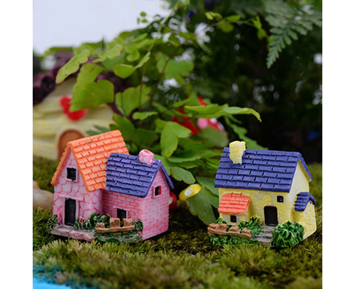 Mini Fairy Garden Miniature Resin Thatched House Micro Dollhouse Ornament Decor