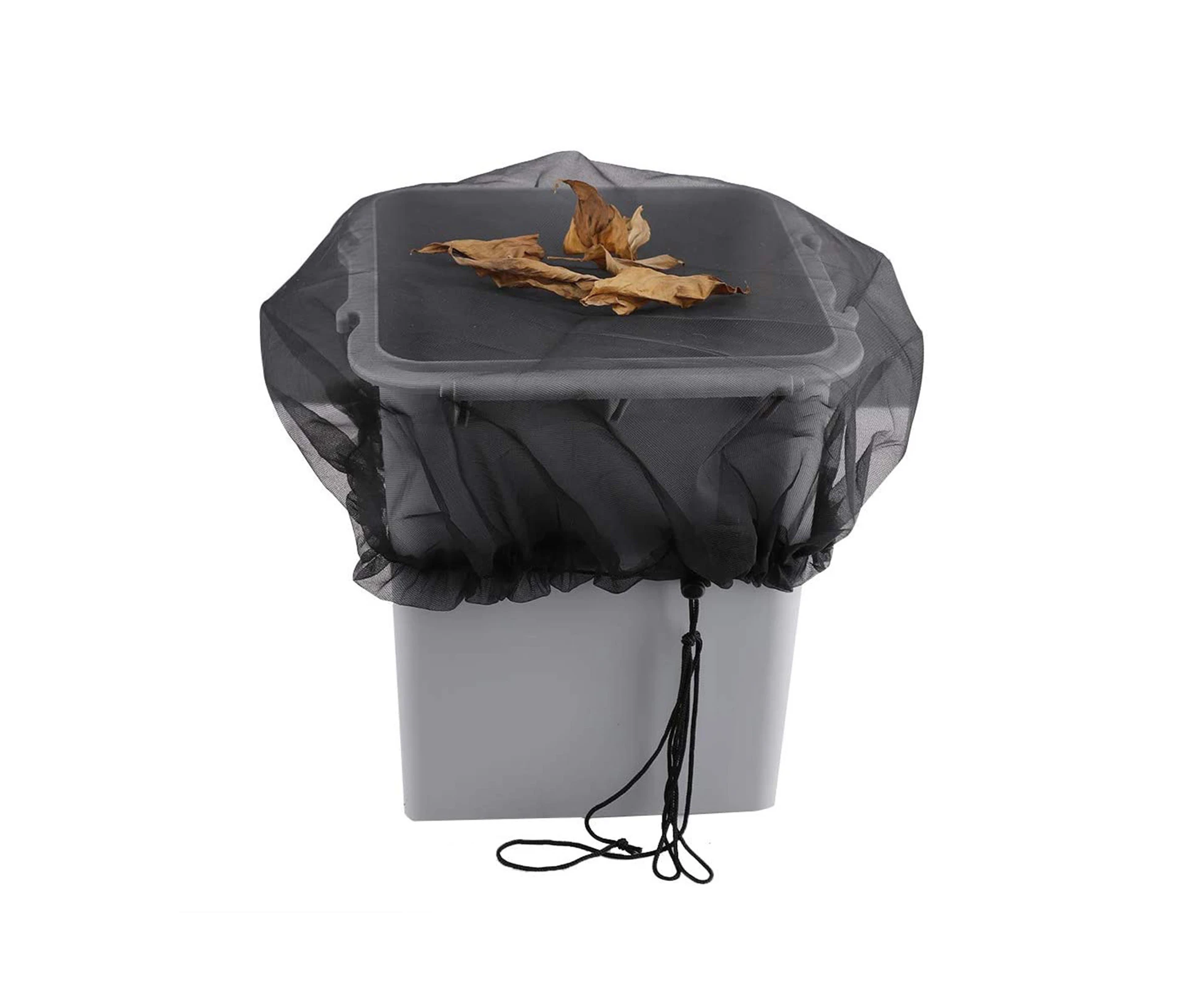 Adjustable Drawstring Rain Barrel Cover Filter Pollution-free Water Collection Anti-mosquito Bucket Cover Garden Supplies-Black