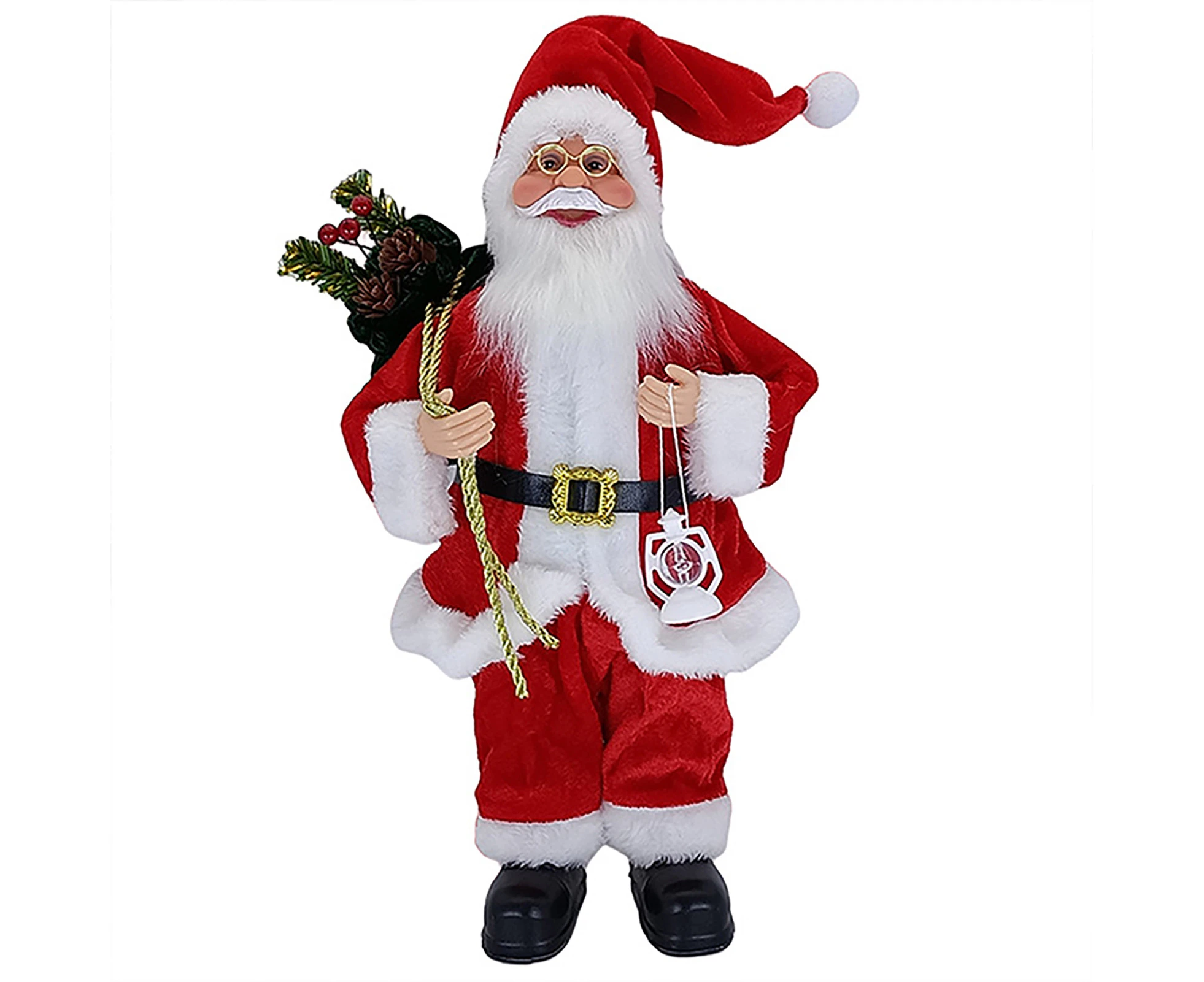 Christmas Santa Ornament Realistic Shape Lovely Scene Layout Festive New Year Decorate Standing Clear Texture Christmas Decorations Gift-Red