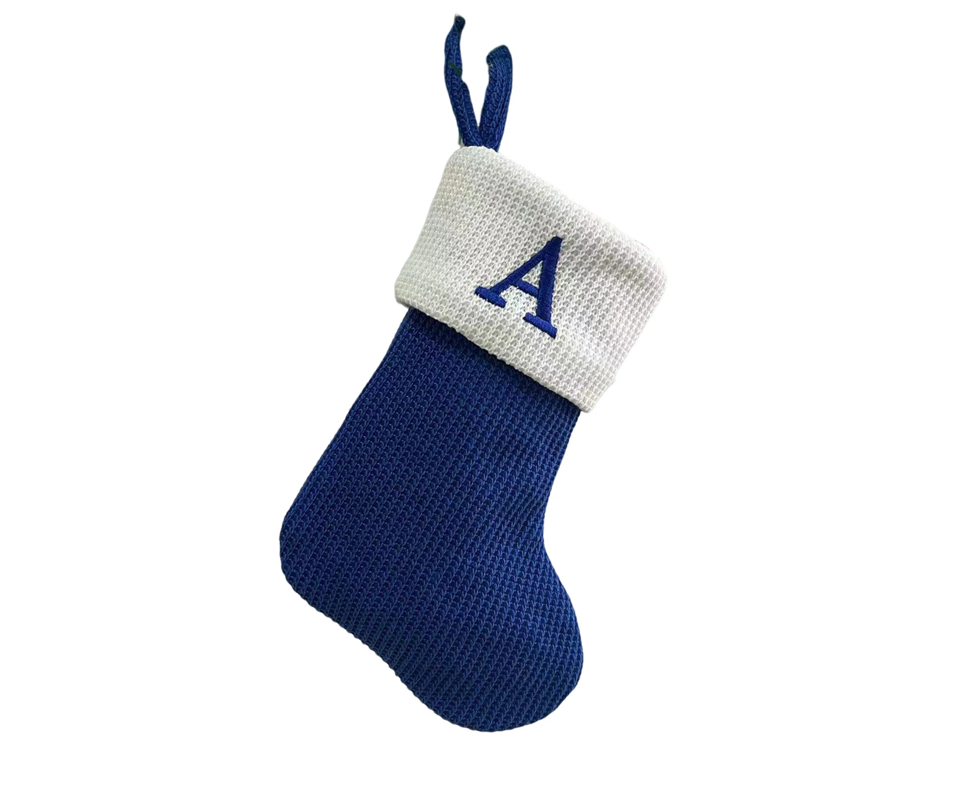 Christmas Stocking Reusable Multipurpose Festive Washable Candy And Gift Large Capacity Letter Embroidery Hanging Socks Gift Bags for Home - Blue