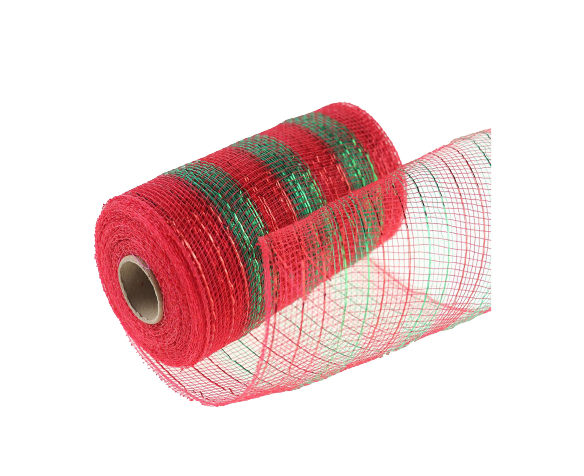 1 Roll Decorative Mesh Eco-friendly High Toughness Net Yarn Christmas Poly Mesh Ribbon Metallic Strips Decor for Home - Red Green