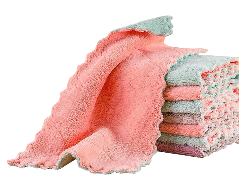 12 Pack Soft Kitchen Dishcloths - No Odor Reusable Dish Towels, Premium Dish Cloths, Absorbent Coral Fleece Cleaning Wipes