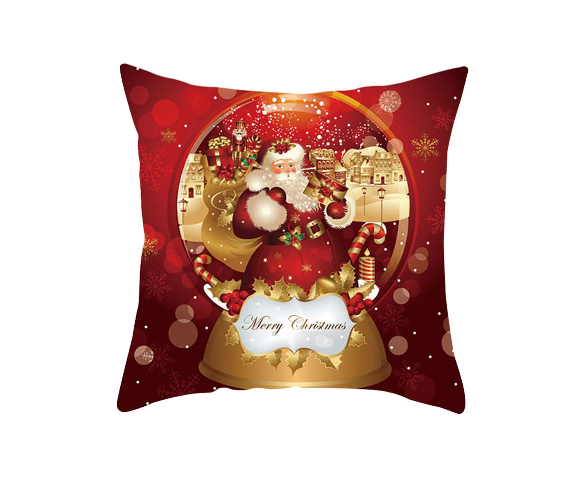 Santa Pillow Cover Breathable Removable Polyester Peach Skin Santa Furniture Holiday Easter Print Decorative Throw Pillow Cover for Bedroom-15#