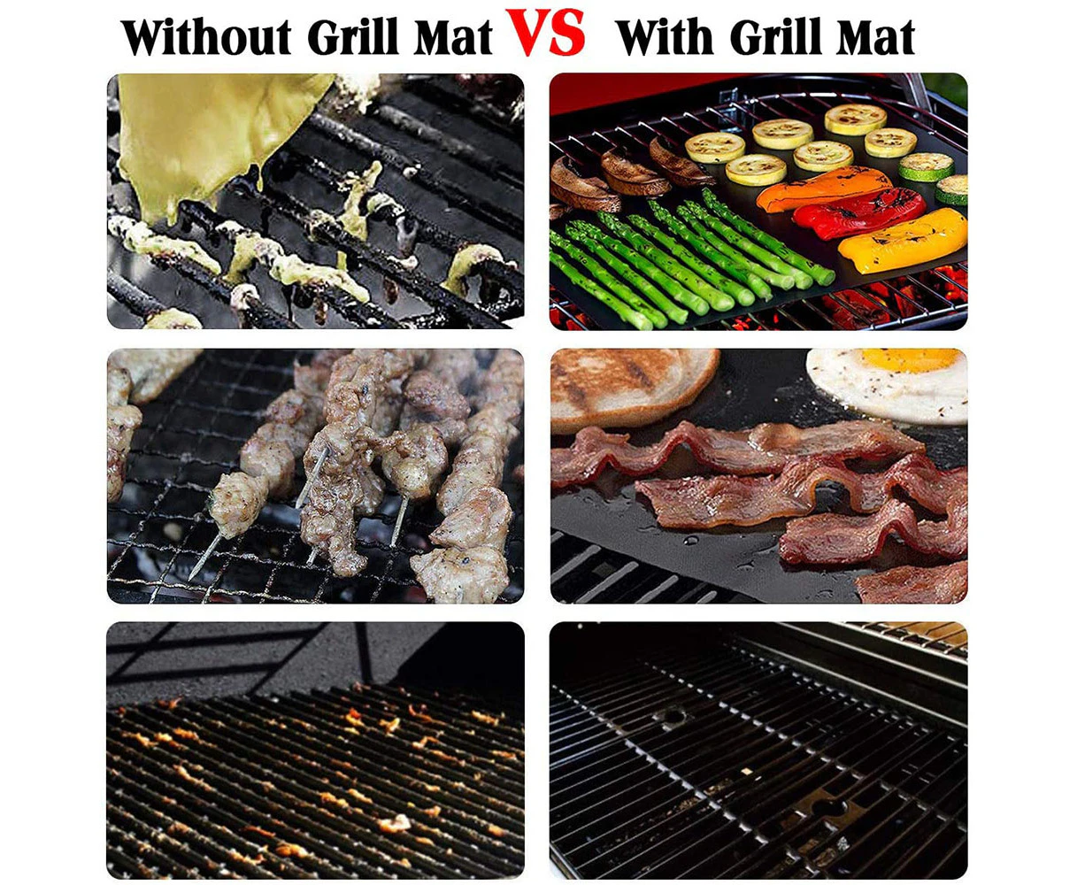 3pcs Grill mat BBQ Grill Mats Non Stick Reusable Grilling mats for Gas Grill - Baking Pads Nonstick use on Charcoal Electric Grills