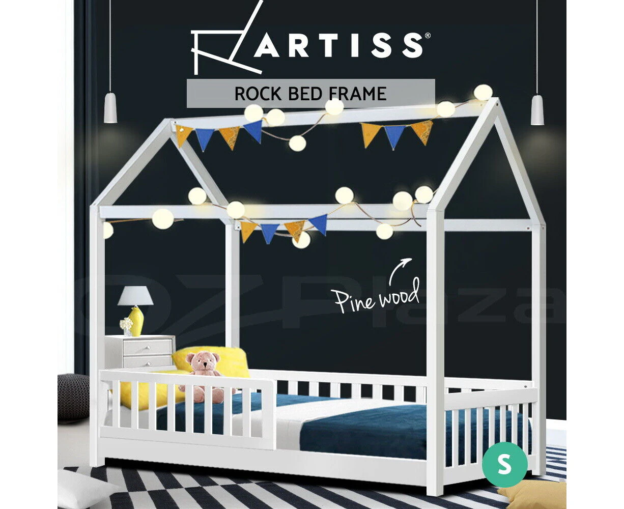 Artiss Wooden Bed Frame Single Size Mattress Base Pine Timber Platform White