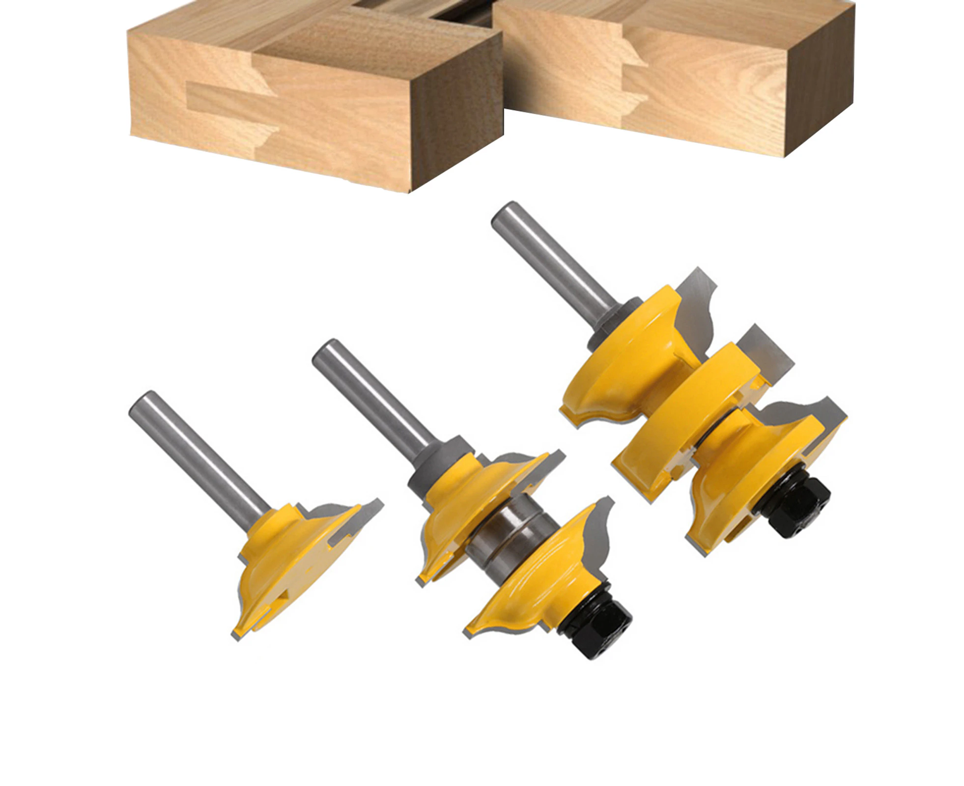 3Pcs/Set Milling Cutter S Lined Anti-kickback Heat-Resistant 1/2 Inch Shank High Strength Precise Opening Hard Alloy Router Bit for Woodwork