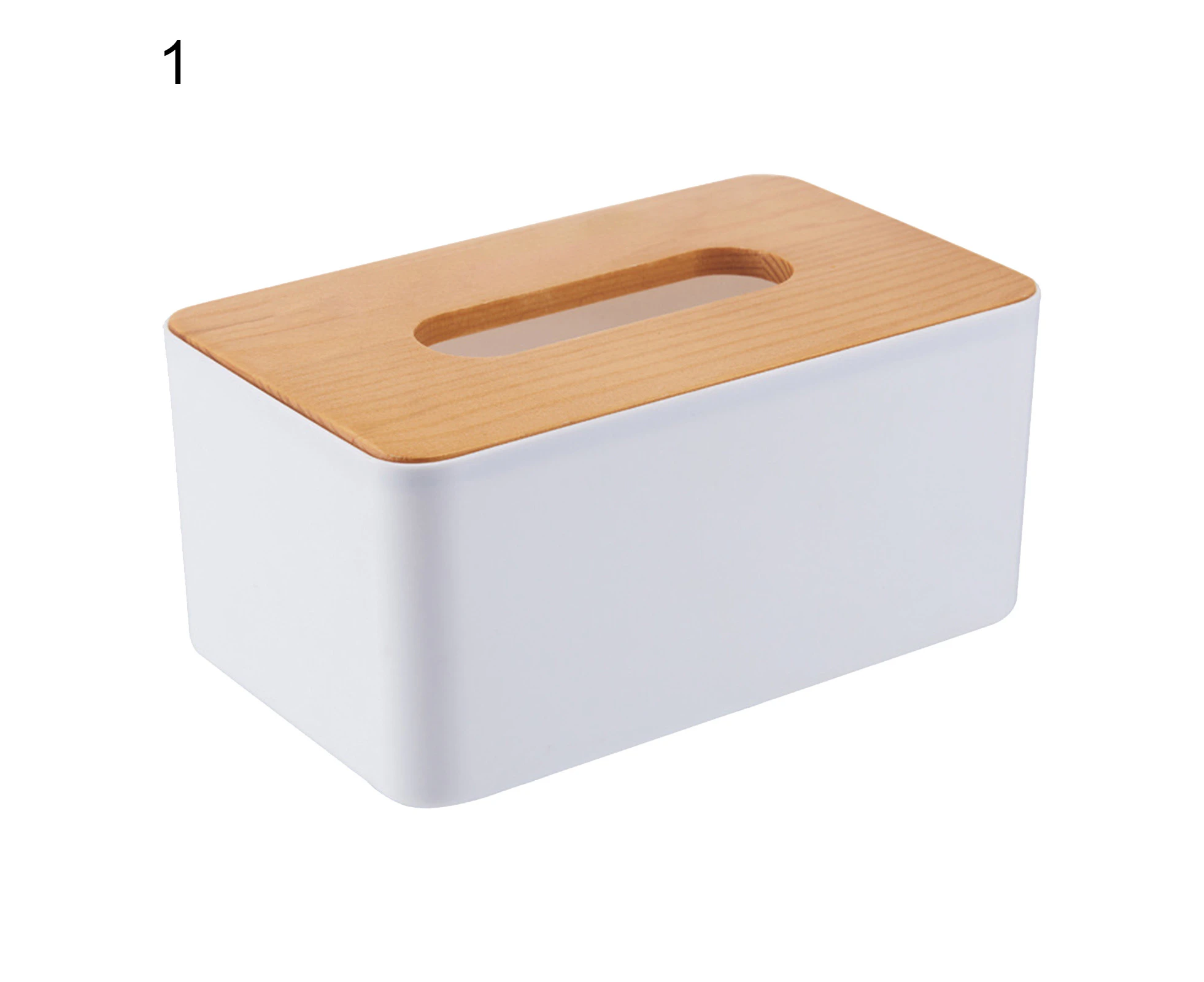 Household Tissue Storage Holder Rectangle/Round/Square Moisture-proof White Desktop Tissue Box for Bathroom-1#