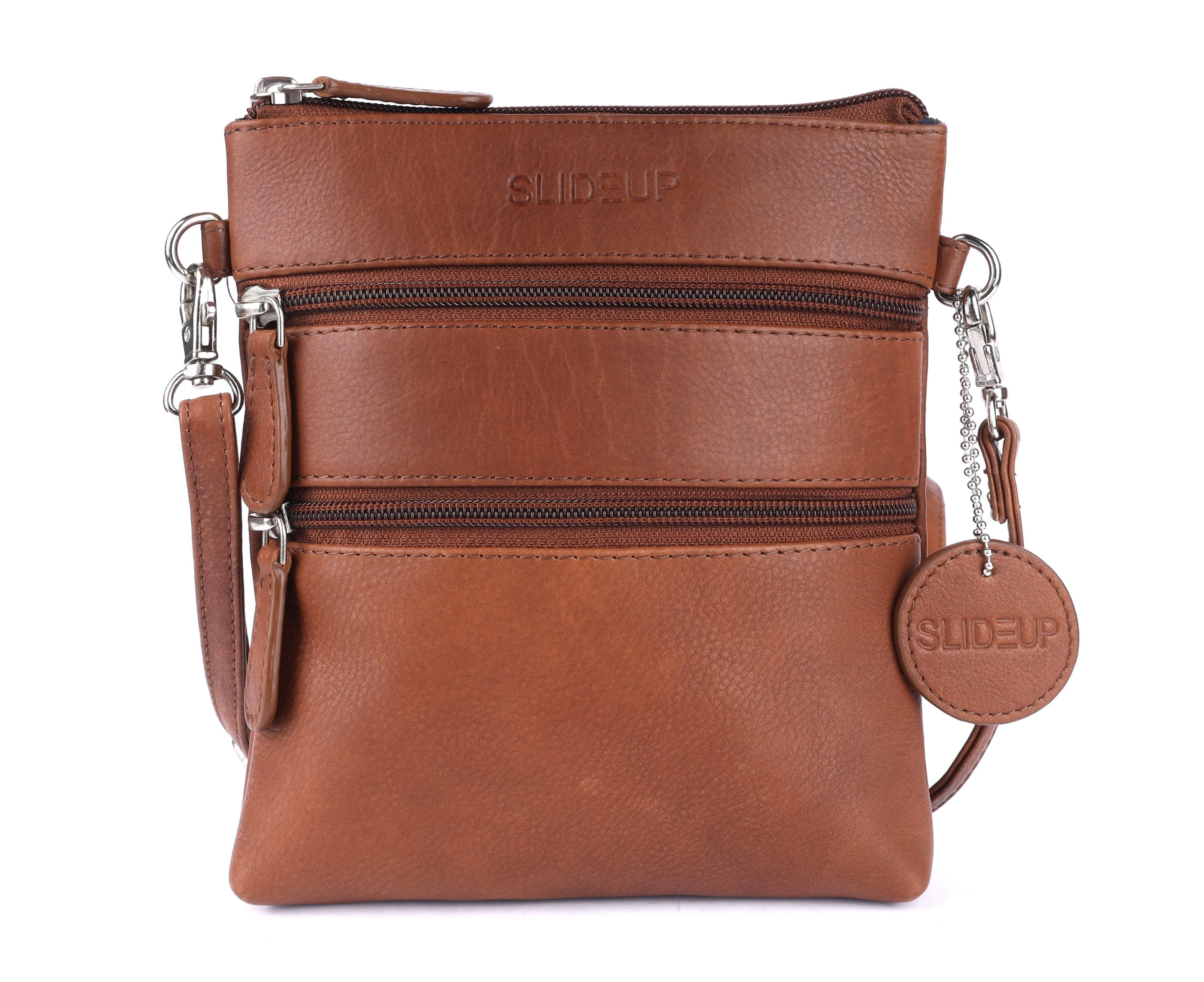 Slideup Pursuit Leather Crossbody-Tan