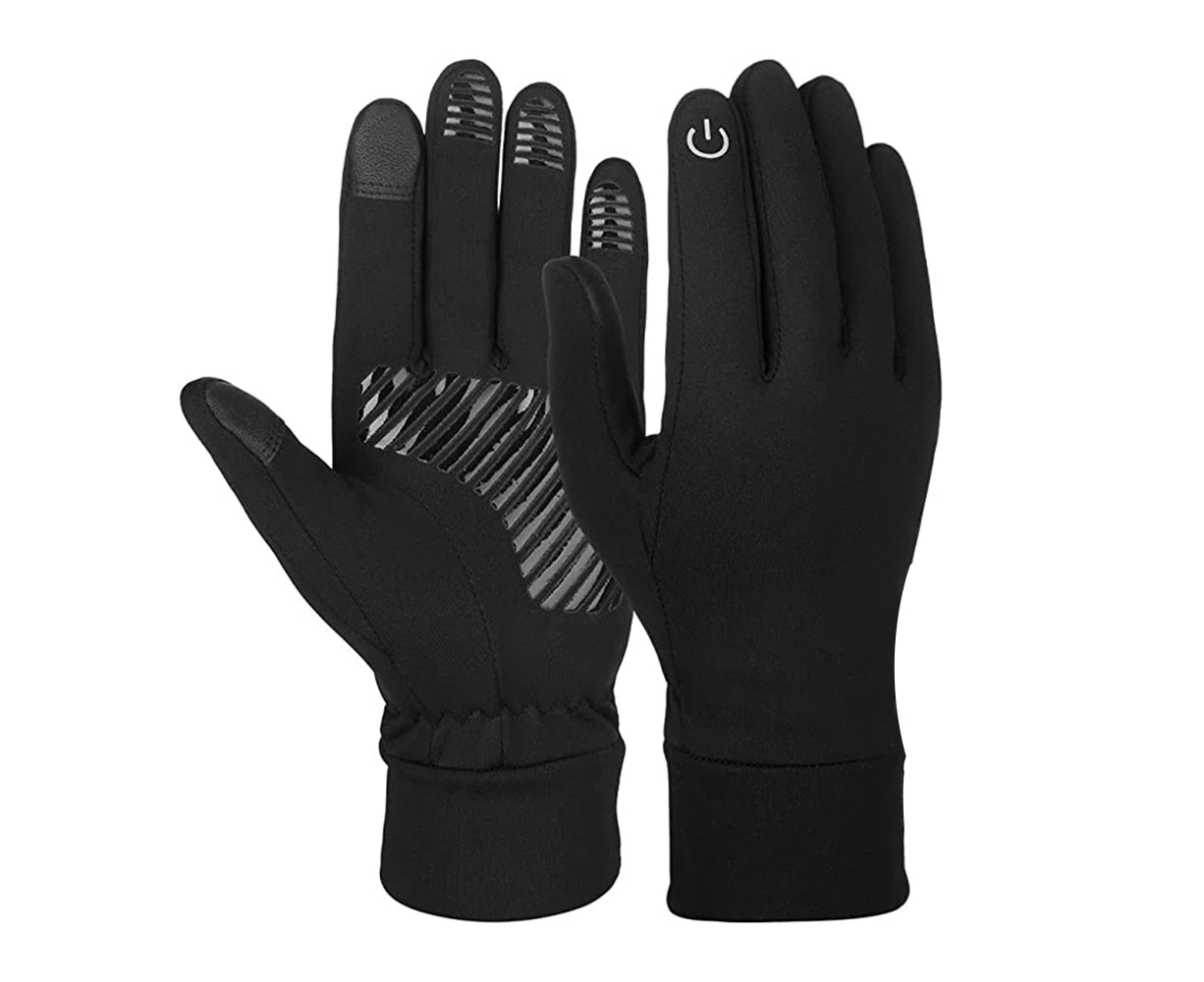 Unisex Touch Screen Running Gloves,Thermal Winter Glove Liners Black S