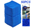 50PCS Blue Microfibre Cloths Car Cleaning Cloth Detailing Towels Washing Duster