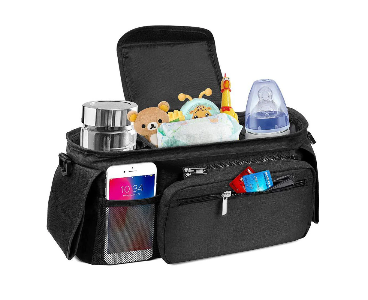 Stroller Organizer with Insulated Cup Holder Detachable Bag & Shoulder Strap,Fits For  Most Stroller Bars and Handles