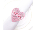 6Pcs Decorative Napkin Ring Effective Love Heart Shaped Metal Napkin Holder Desktop Decor-Pink