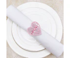 6Pcs Decorative Napkin Ring Effective Love Heart Shaped Metal Napkin Holder Desktop Decor-Pink