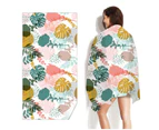 Super Soft Beach Towel Multifunctional Anti-fade Floral/Plant Print Washcloths for Summer H