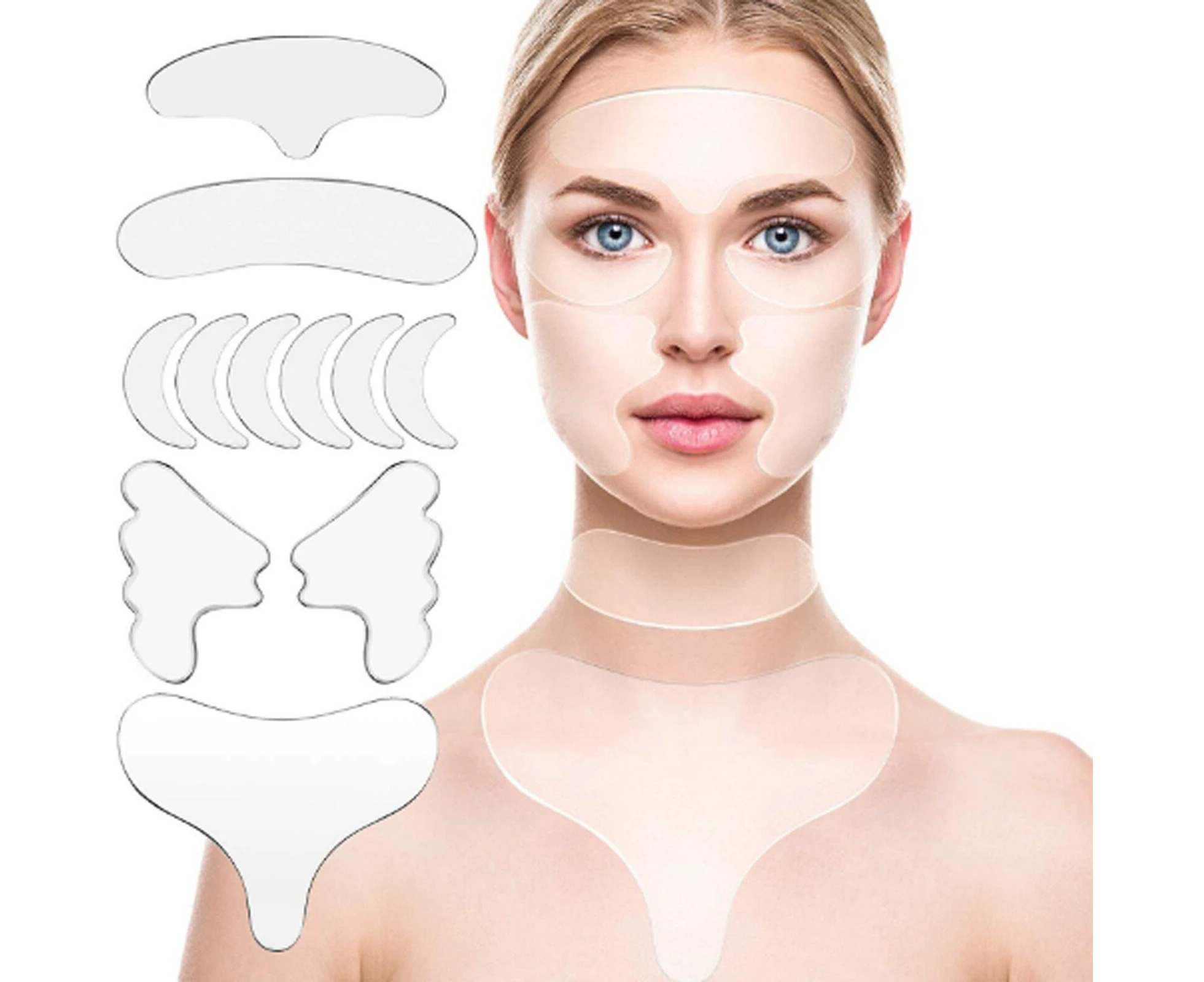 11Pcs Reusable Anti Wrinkle Chest Neck Eye Face Pad Silicone Removal Patch Skin Care