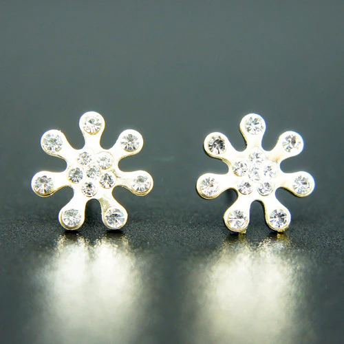 14k Gold plated stars petal with crystals stud earrings