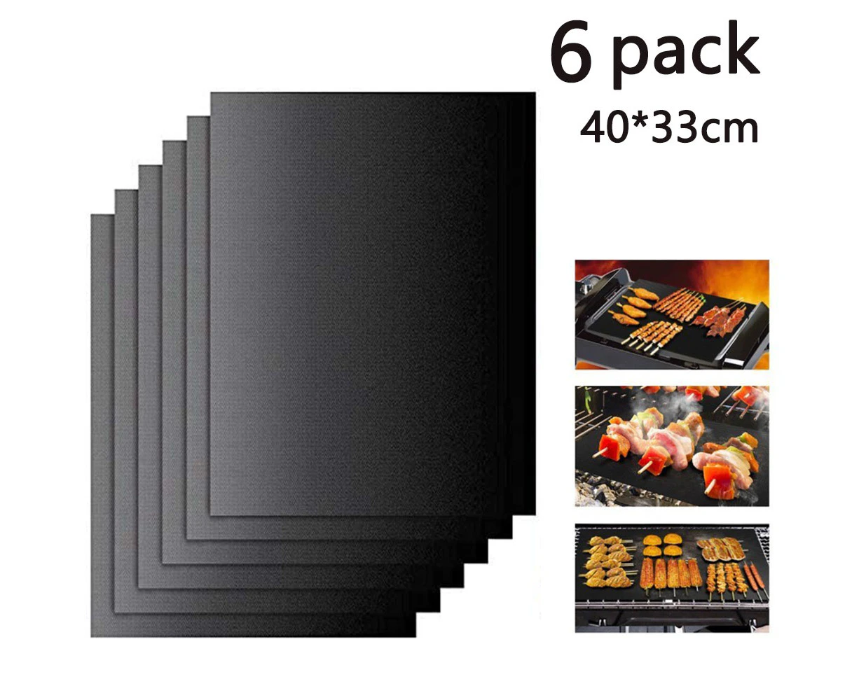 6PCS Grill Mat 100% Non-Stick BBQ Grill & Baking Mats Reusable and Easy to Clean - Works on Gas, Charcoal, Electric Grill and More